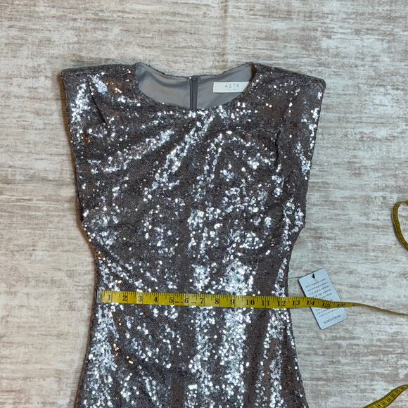ASTR the Label Women’s Small Silver Sequin Sleeveless Dress Disco Party Cocktail - Picture 4 of 9